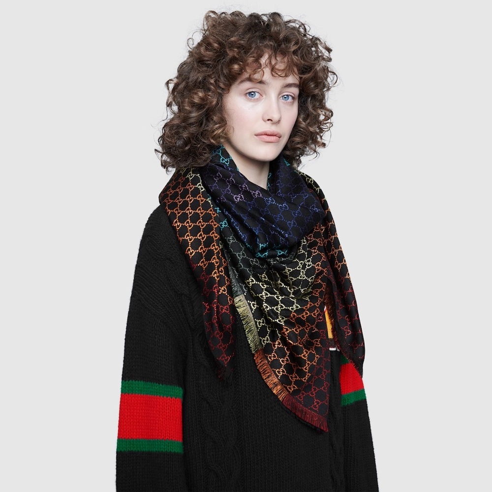 Gucci Rainbow GG Jacquard Shawl
